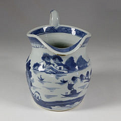 Canton Blue and White Pitcher, mid 19th Century