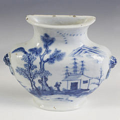 Pair of Chinese Export Blue and White Porcelain Wall Pocket Vases, circa 1840s