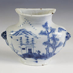 Pair of Chinese Export Blue and White Porcelain Wall Pocket Vases, circa 1840s