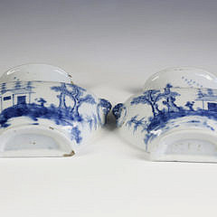 Pair of Chinese Export Blue and White Porcelain Wall Pocket Vases, circa 1840s