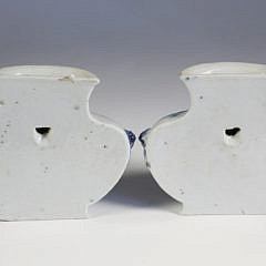 Pair of Chinese Export Blue and White Porcelain Wall Pocket Vases, circa 1840s