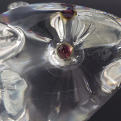 Vintage Signed Steuben Clear Crystal Glass Beaver with Red Garnet Eyes