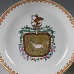 Armorial China Trade Porcelain Cup and Saucer, circa 1750