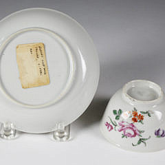 Armorial China Trade Porcelain Cup and Saucer, circa 1750