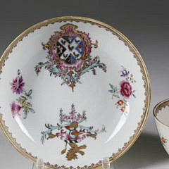 Armorial China Trade Porcelain Cup and Saucer, late 18th Century