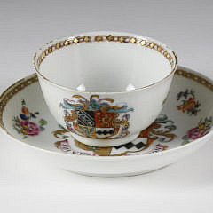 Armorial China Trade Porcelain Cup and Saucer, circa 1760