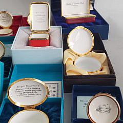 Collection of 21 Covered Enameled Boxes