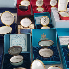 Collection of 21 Covered Enameled Boxes