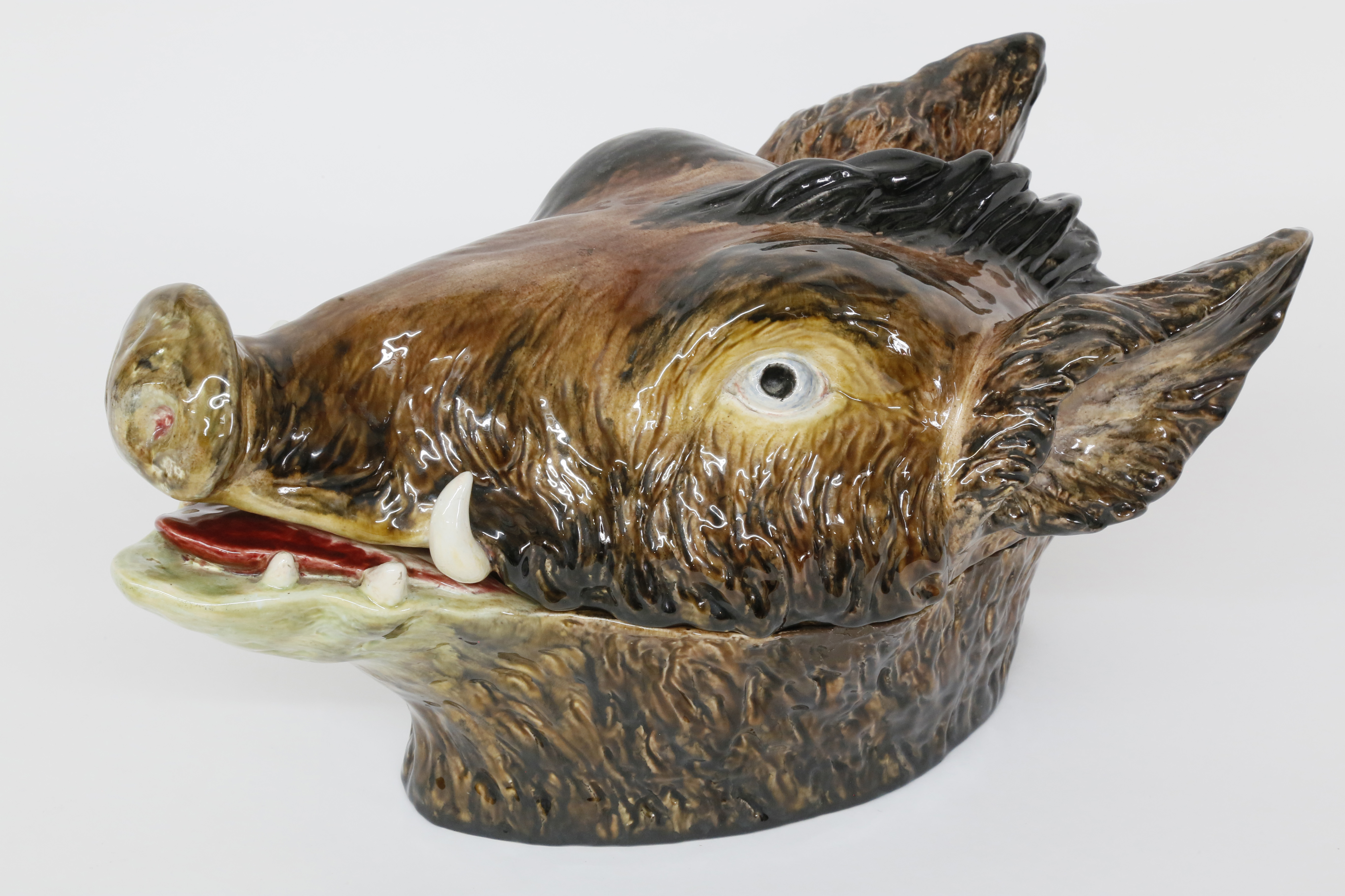 Portuguese Majolica Boar's Head Tureen circa 1900 - Portuguese