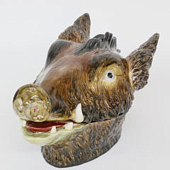 Portuguese Majolica Boar’s Head Tureen, circa 1900