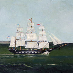 Pair of American Naïve Ship Portraits, circa 1870s