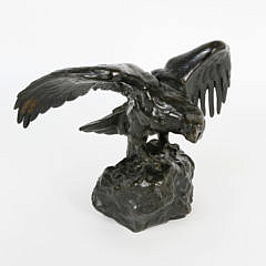 Antoine-Louis Barye Patinated Bronze Study of an Eagle