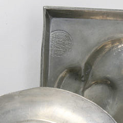 Two Chinese Hardstone-mounted Pewter Covered Serving Dishes, late 19th/early 20th century