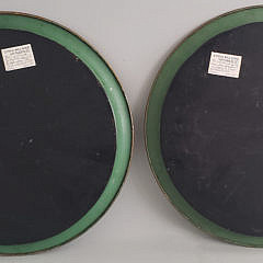 Pair of Antique French Tole Paint and Floral Decorated Platters