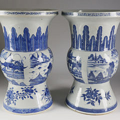 Near Pair of Canton Baluster Urns, mid 19th Century