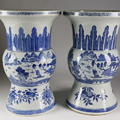 Near Pair of Canton Baluster Urns, mid 19th Century