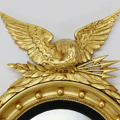 American Carved and Gilt Girondale Convex Mirror, circa 1840