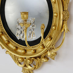 American Carved and Gilt Girondale Convex Mirror, circa 1840