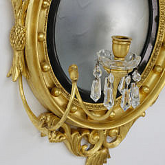 American Carved and Gilt Girondale Convex Mirror, circa 1840