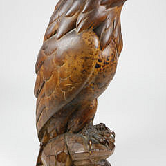 Pyrographic Embellished Wood Carving of an Eagle, 19th Century