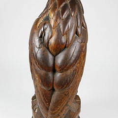 Pyrographic Embellished Wood Carving of an Eagle, 19th Century