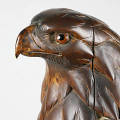 Pyrographic Embellished Wood Carving of an Eagle, 19th Century