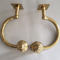 Pair of Large Brass Multi Turned Jamb Hooks, circa 1840