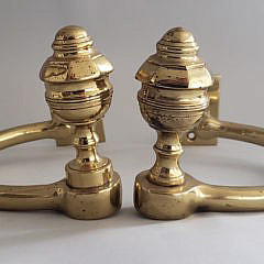 Pair of Large Brass Multi Turned Jamb Hooks, circa 1840