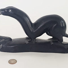 119-4962 Inuit Soapstone Otter With Fish A