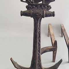 Vintage Cast Iron Anchor and Ship Andirons