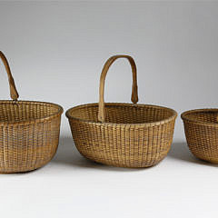 Nest of 3 William Appleton Oval Swing Handle Nantucket Baskets