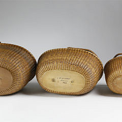 Nest of 3 William Appleton Oval Swing Handle Nantucket Baskets