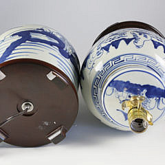 Pair of Chinese Blue and White Porcelain Ginger Jar Lamps, Contemporary