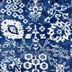 Hand Knotted Blue Tone on Tone Wool and Silk Tabriz Runner Carpet