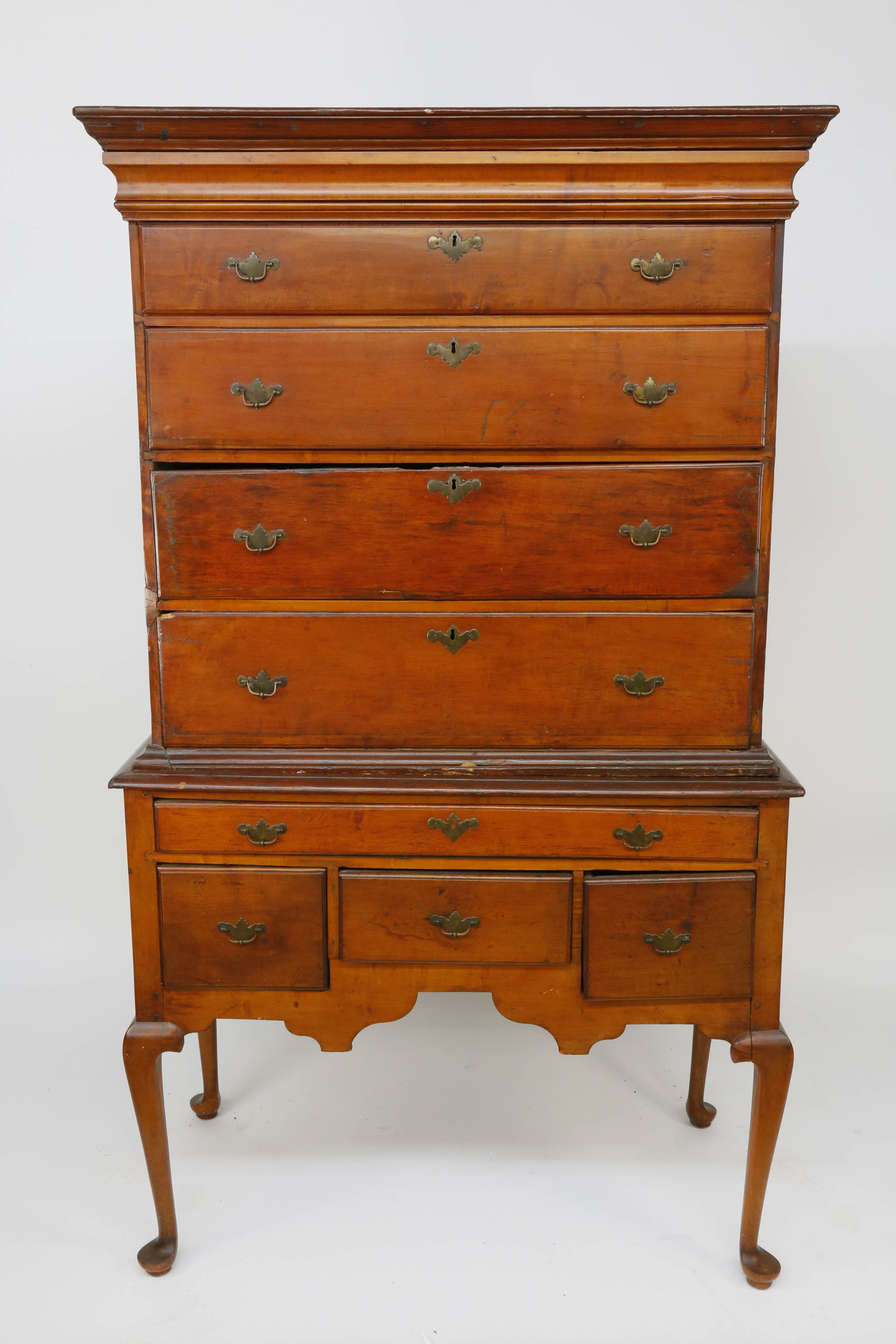 American Country Queen Anne Flat Top Highboy American Country Queen