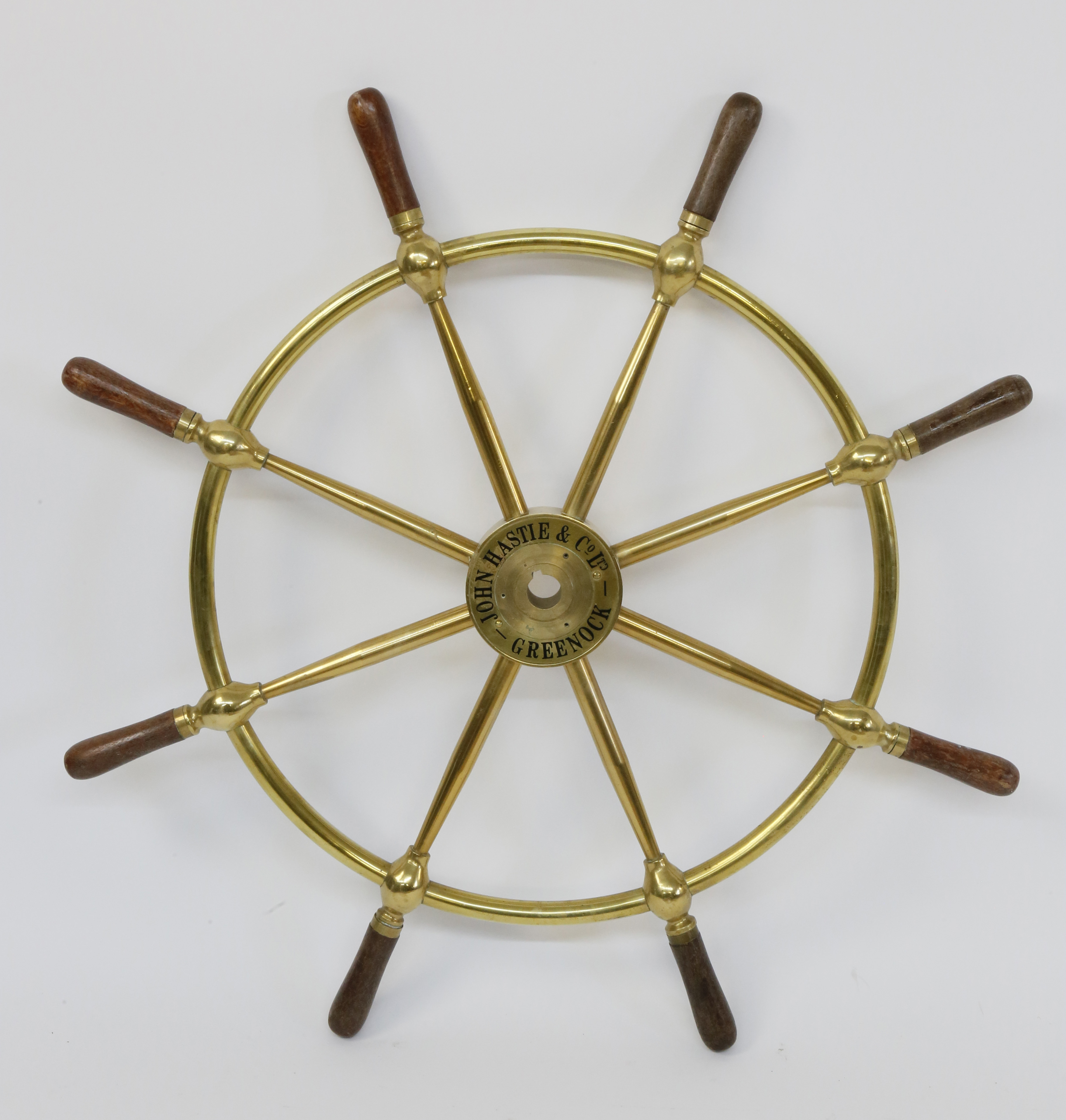 John Hastie&Co. 舵輪 真鍮　木製 アンティーク 直径約73cm Brass Yacht Ship's Wheel - John Hastie & Co. Ltd Brass Yacht
