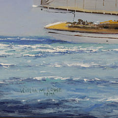 William Lowe Oil on Canvas “Sailing off Nantucket Harbor”