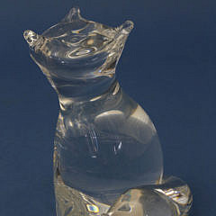 Signed Steuben Clear Crystal Fox Designed by Lloyd Atkins