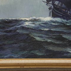 John Korver Oil on Canvas “Schooner on Stormy Seas”