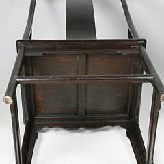 Chinese Carved Hardwood “Double Happiness” Yoke-back Open Armchair, 19th Century