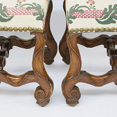 Pair of English Upholstered High Back Chairs