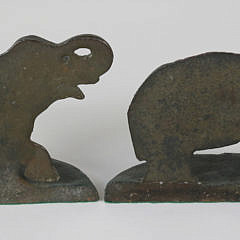 Cast Iron Painted Elephant Bookends