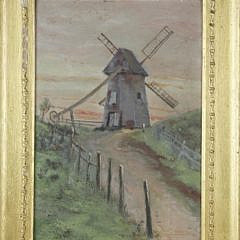 Oil on Board “View of The Old Mill Nantucket”, 19th Century