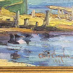 Anne Ramsdell Congdon Oil on Board “The Doris Docked at Petral Shack, Nantucket”