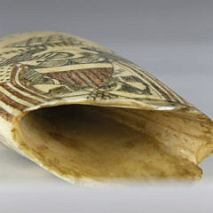 Fine Scrimshaw and Polychrome Sperm Whale Tooth, mid 19th Century