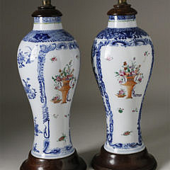 Pair of Famille Rose and Underglaze Blue Vases Fitted as Table Lamps