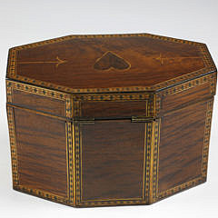 George III Inlaid Partridge Wood Octagonal Tea Caddy, circa 1800