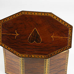 George III Inlaid Partridge Wood Octagonal Tea Caddy, circa 1800