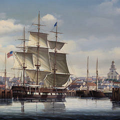 Salvatore Colacicco Oil on Wood Panel “Nantucket in 1845”