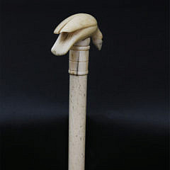 Whale Ivory and Whalebone Peace Bird Cane, circa 1860